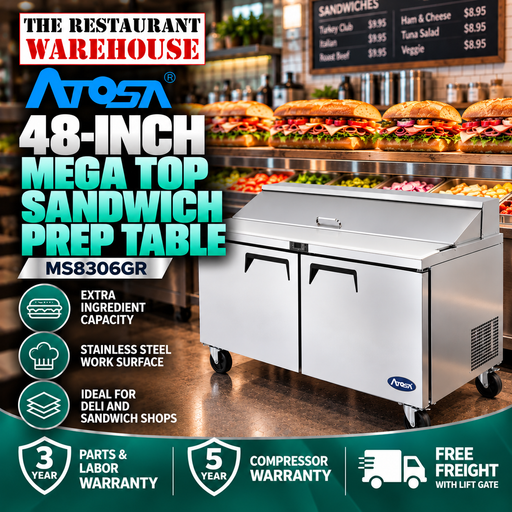 Atosa MSF8306 48-Inch Mega Top Sandwich Prep Table