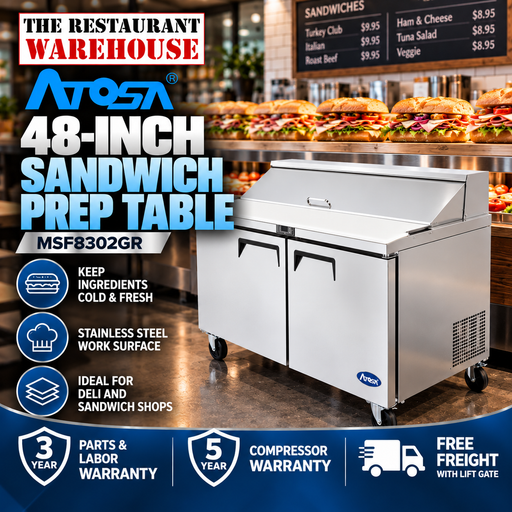 Atosa USA MSF8302 48-Inch Sandwich Prep Table