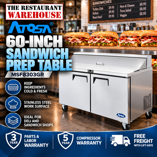 Atosa USA MSF8303 60-Inch Sandwich Prep Table