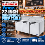 Atosa MSF8304 72-Inch Sandwich Prep Table