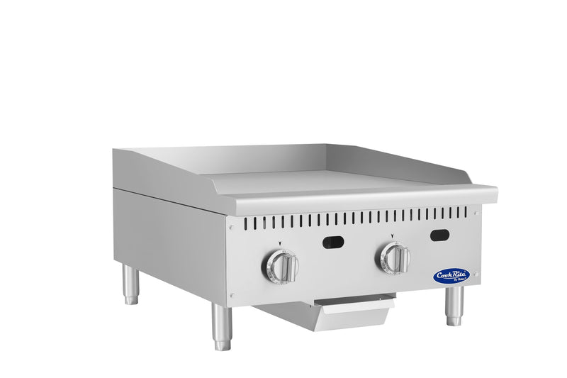 Atosa CookRite ATG-2424-C 24 inch chrome griddle, left side view