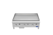 Atosa CookRite ATG-3624-S 36 inch griddle, top view of 1 inch polished steel plate