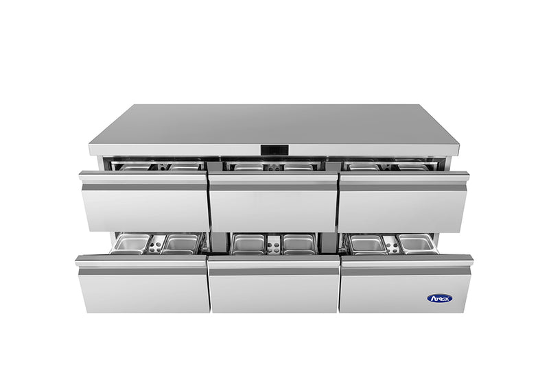 Atosa AUR72D6 72 inch Undercounter Refrigerator with Drawers