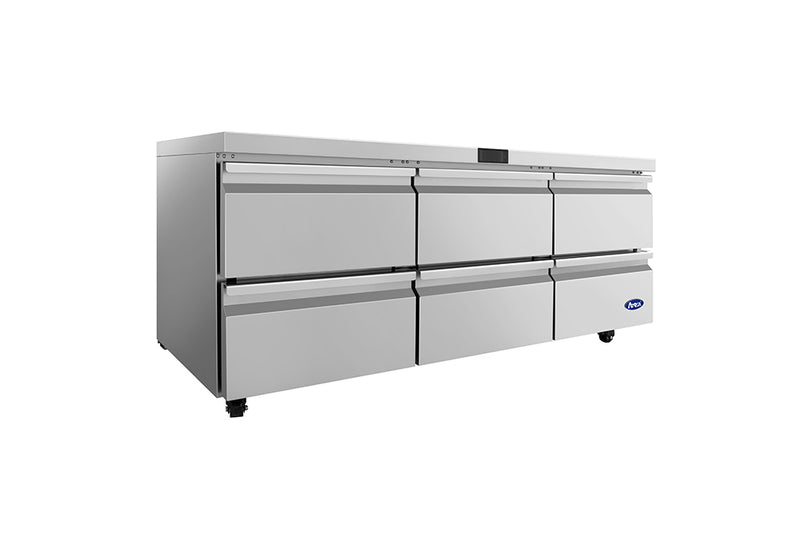 Atosa AUR72D6 72 inch Undercounter Refrigerator with Drawers