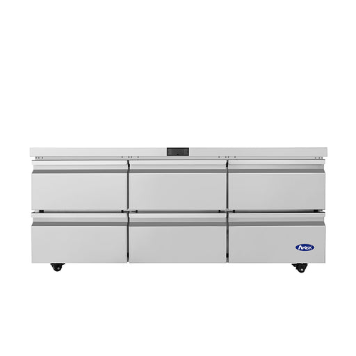 Atosa AUR72D6 72 inch Undercounter Refrigerator with Drawers