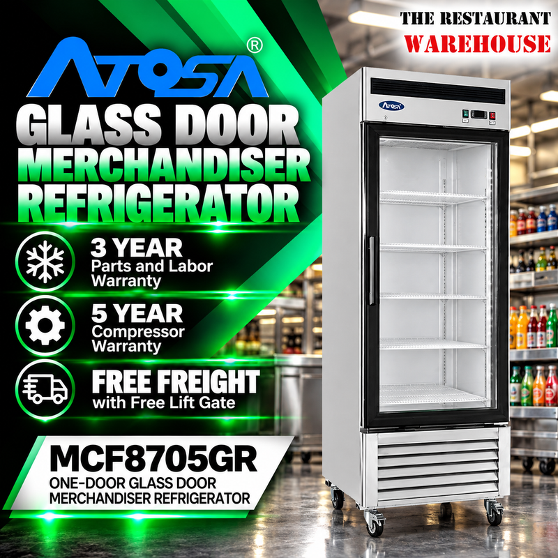Atosa MCF8705GR 27-inch glass door merchandiser refrigerator