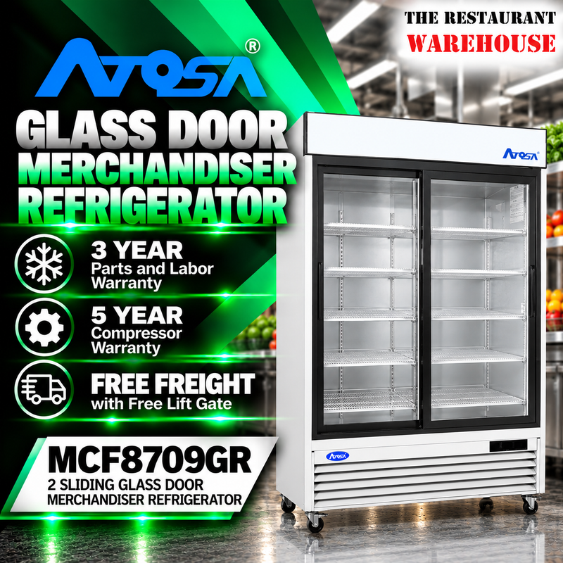 Atosa USA MCF8709 Sliding Glass Merchandiser 55-Inch Two Door Refrigerator
