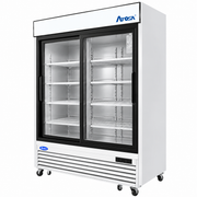Atosa USA MCF8709 with 2 Sliding Glass Merchandiser 55-Inch Two Door Refrigerator left angle