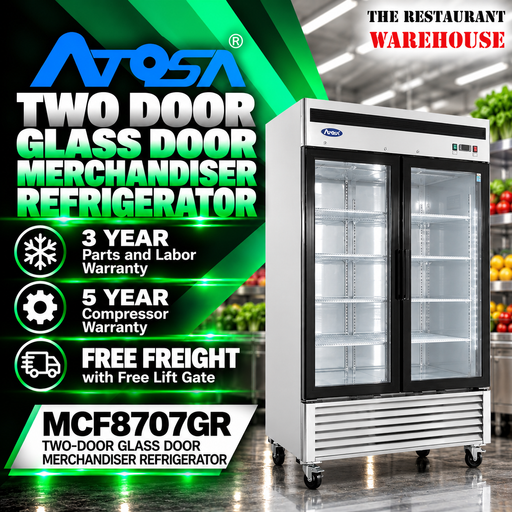 Atosa USA MCF8707 55-Inch Glass Two Door Merchandiser Upright Refrigerator