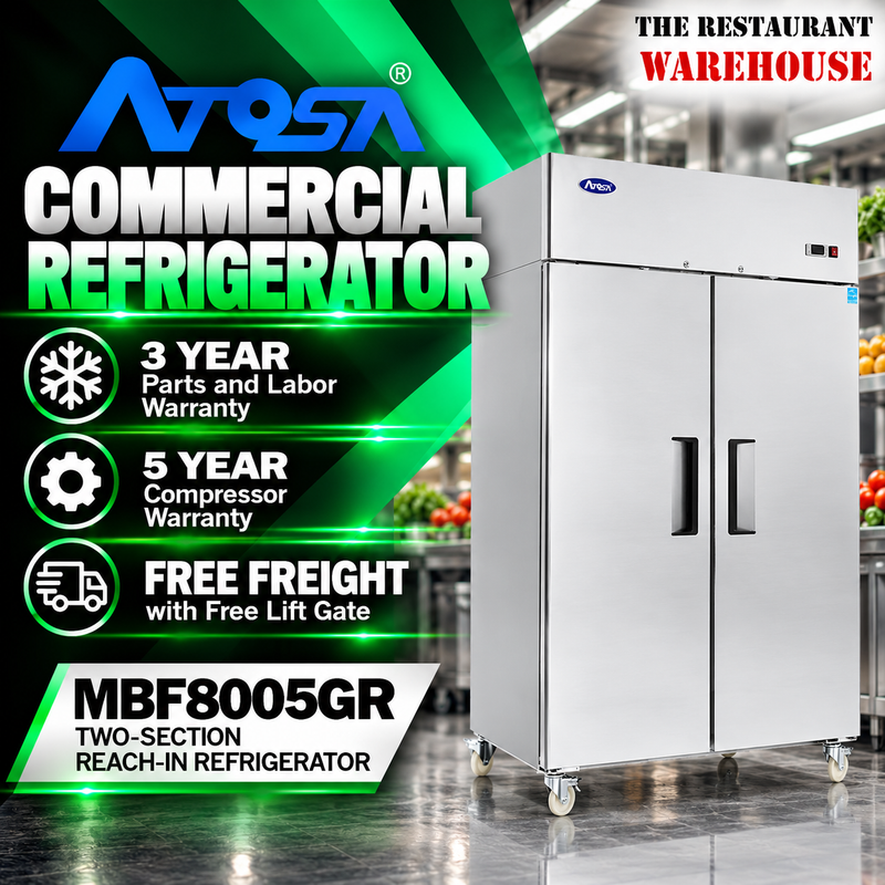 Atosa USA MBF8005 52-Inch Two Door Upright Refrigerator - Energy Star Rated