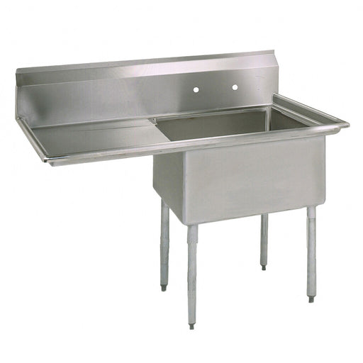 BK Resources BKS-1-18-12-18L Stainless Steel 1 Compartment Sink w/ 18" Left Drainboard 18L X 18W X 12D Bowl