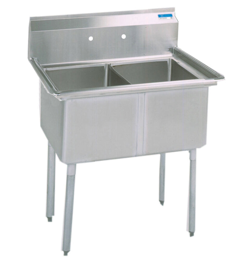 BK Resources BKS-2-24-14 53" 2-Compartment Sink with 24" Bowls, NSF