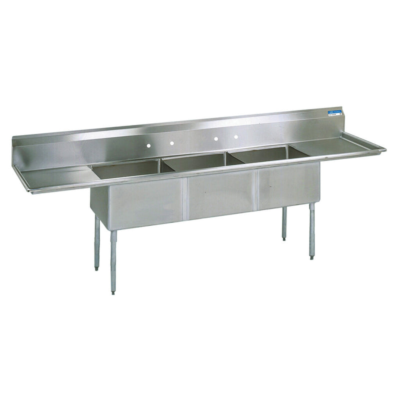 BK Resources BKS-3-24-14-24T 120" 3-Compartment Sink