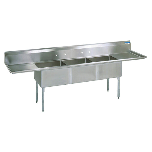 BK Resources BKS-3-24-14-24T 120" 3-Compartment Sink