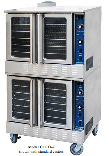 Comstock-Castle CCCO-2 double stack gas convection oven on casters with independent double-pane glass doors on both cavities