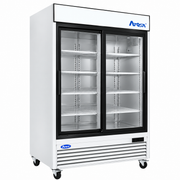 Atosa USA MCF8709 with 2 Sliding Glass Merchandiser 55-Inch Two Door Refrigerator right angle