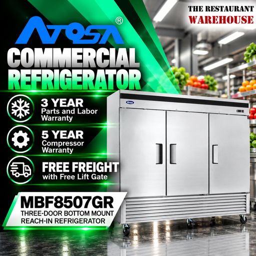 Atosa USA MBF8508 82-Inch Three Door Upright Refrigerator - Energy Star Rated