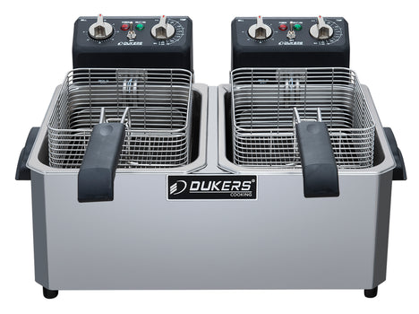 Dukers DCF15ED Electric Countertop Split Pot Deep Fryer - 15 liter capacity