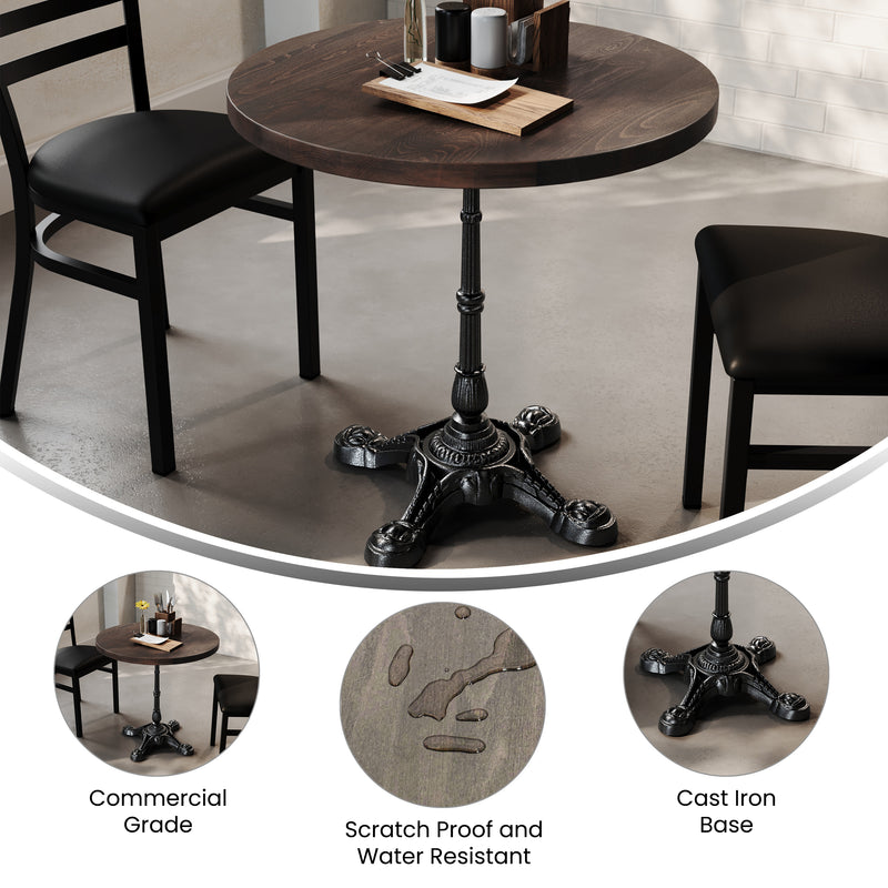 BR/BK 30" RD Tabletop w/ Base