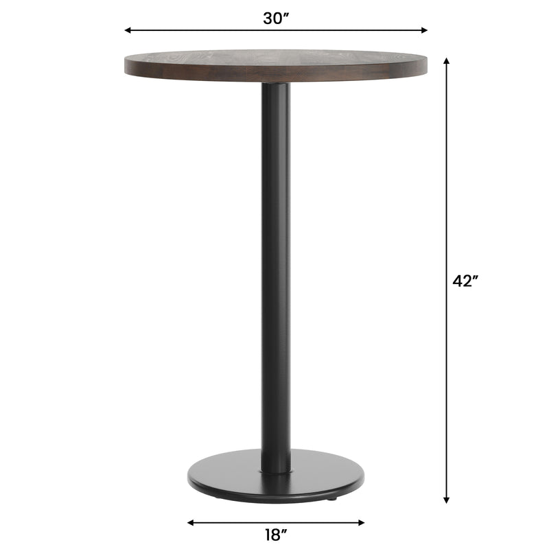 BR 30" RD Table-BK Bar Base