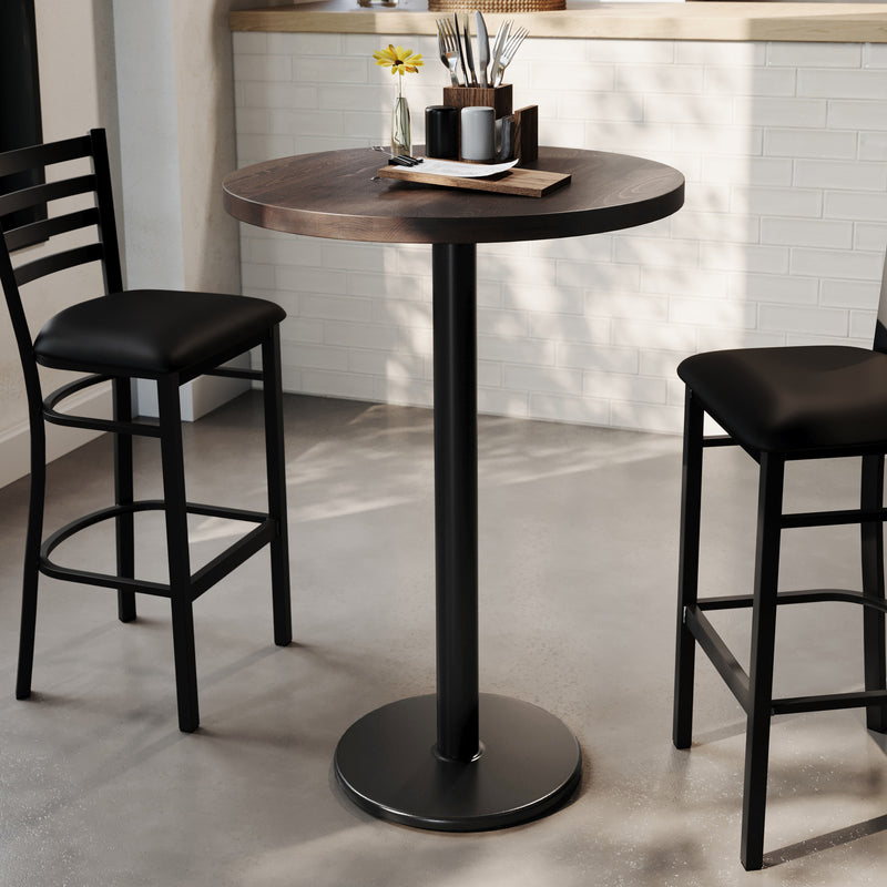 BR 30" RD Table-BK Bar Base