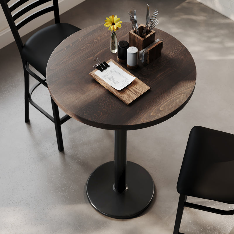 BR 30" RD Table-BK Bar Base