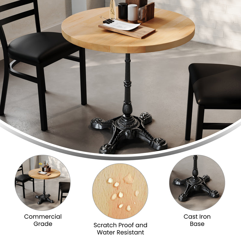 NAT/BK 30" RD Tabletop w/ Base