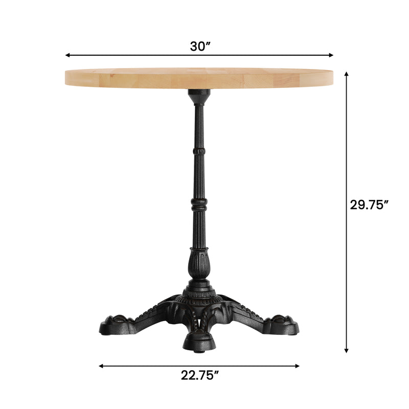 NAT/BK 30" RD Tabletop w/ Base