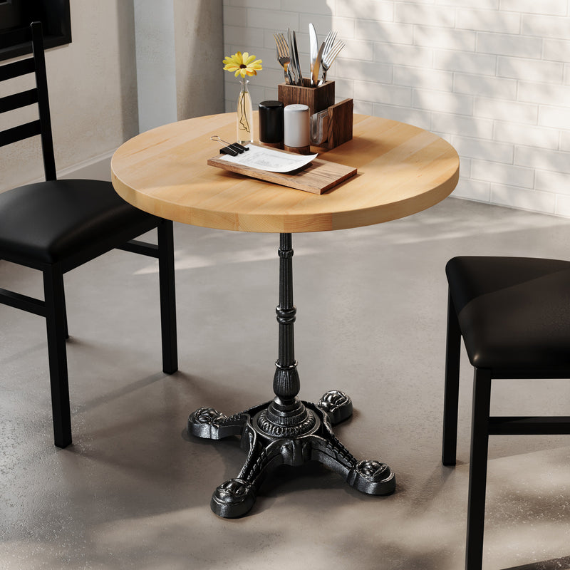 NAT/BK 30" RD Tabletop w/ Base