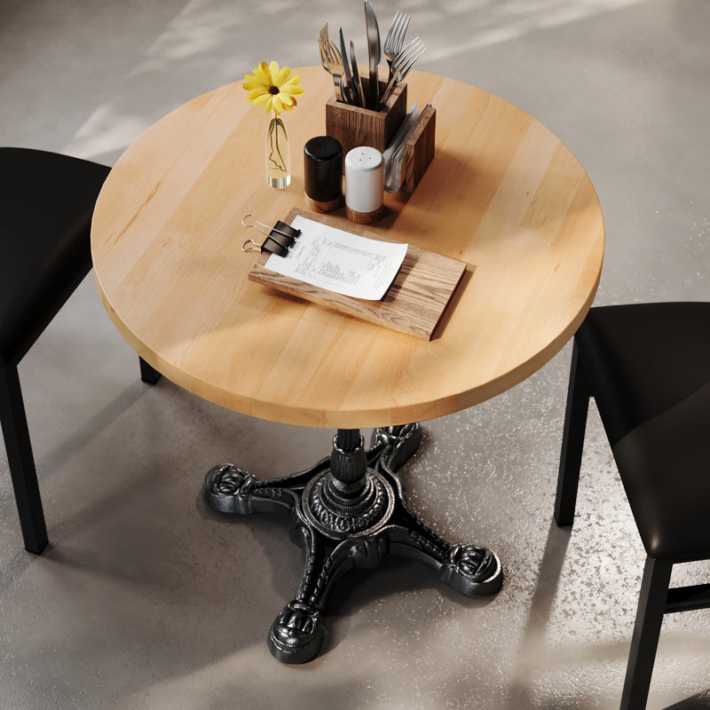 NAT/BK 30" RD Tabletop w/ Base