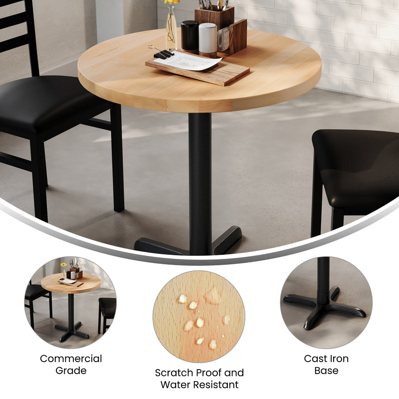 NAT 30" RD Table/BK 22x22 Base
