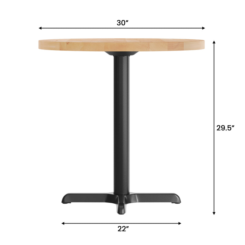 NAT 30" RD Table/BK 22x22 Base