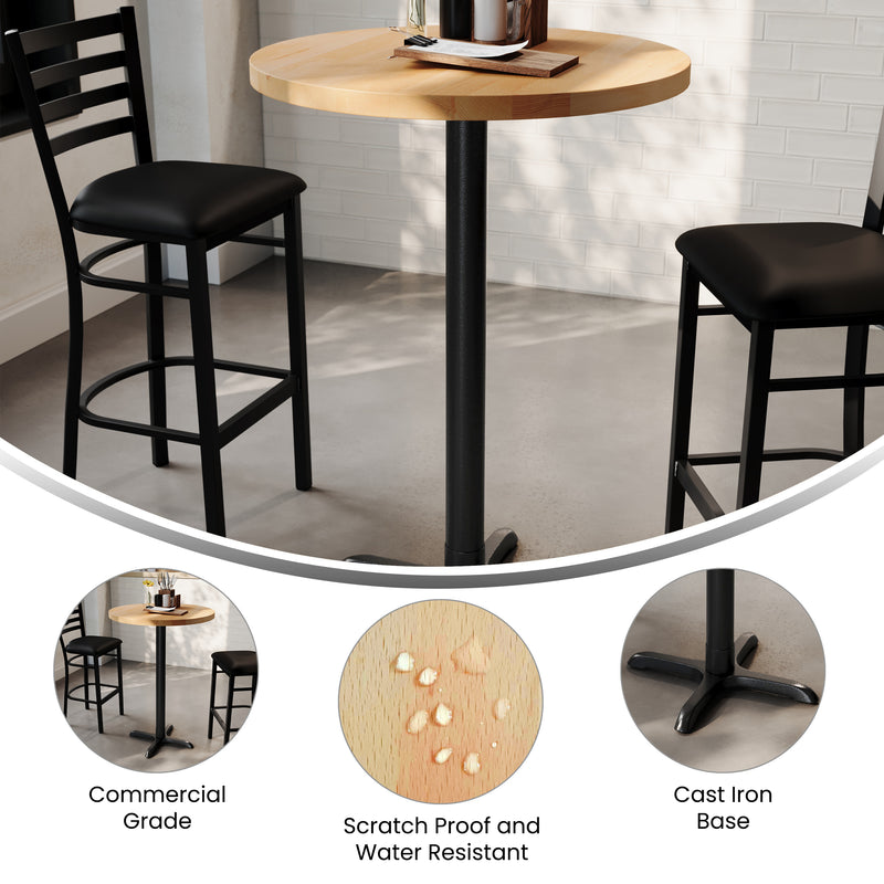 NAT 30" RD Table/BK 22x22 Base