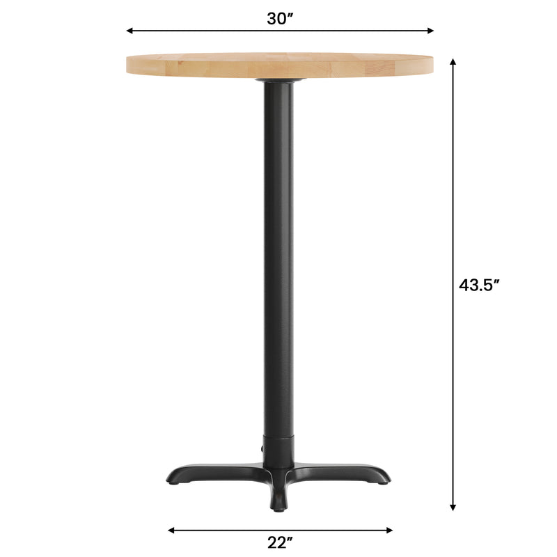 NAT 30" RD Table/BK 22x22 Base