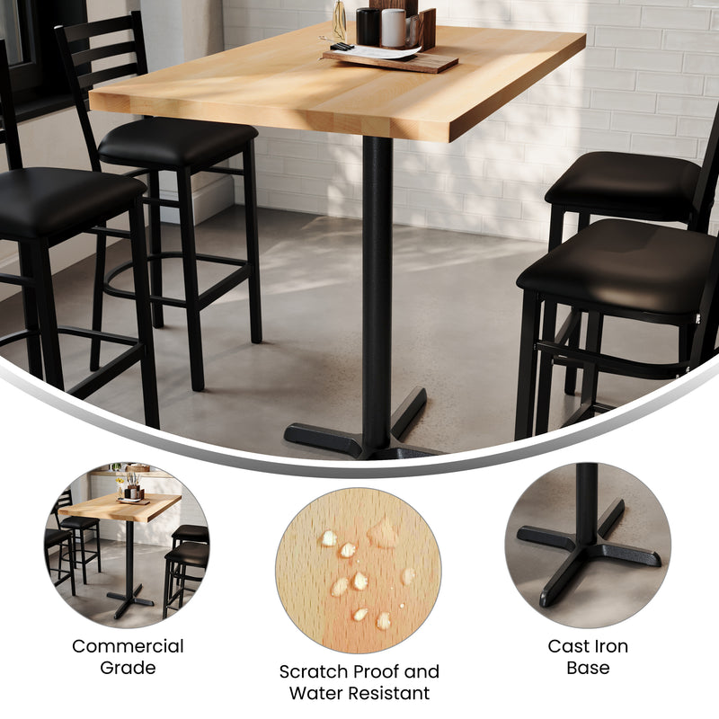 NAT 30x48 Table-BK Bar Base