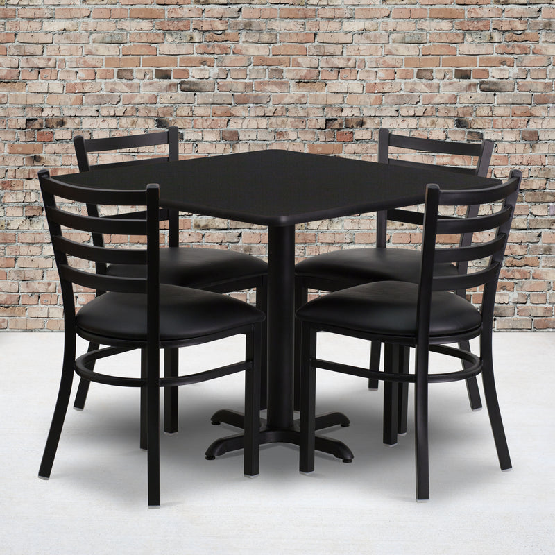36SQ BK Table-BK VYL Seat