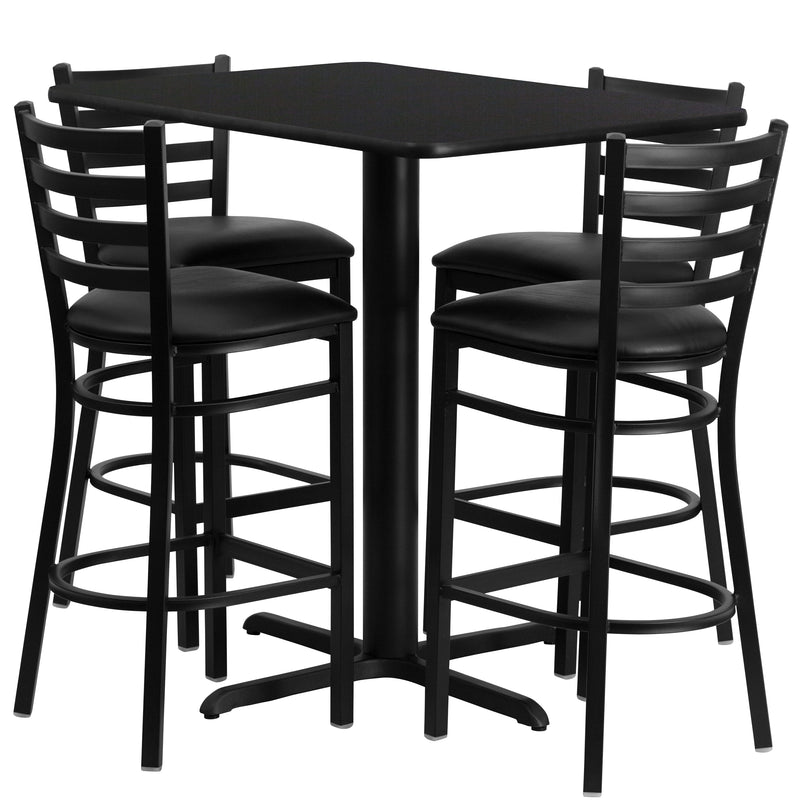 24x42 BK Bar Table-BK VYL Seat