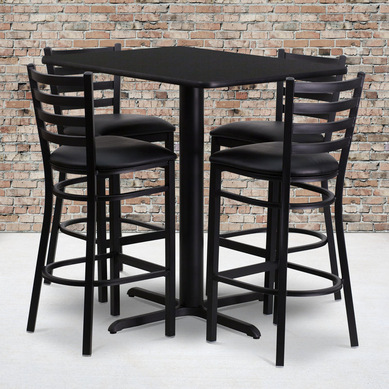 24x42 BK Bar Table-BK VYL Seat