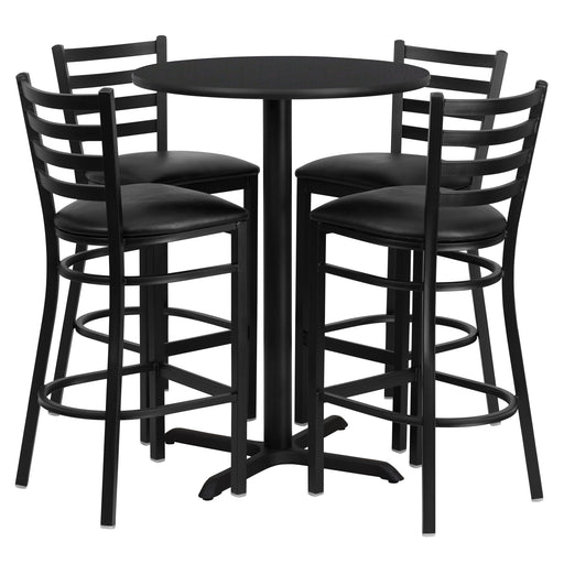 30RD BK Bar Table-BK VYL Seat