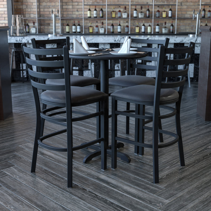 30RD BK Bar Table-BK VYL Seat