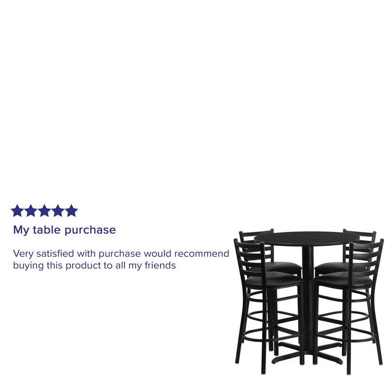 30RD BK Bar Table-BK VYL Seat