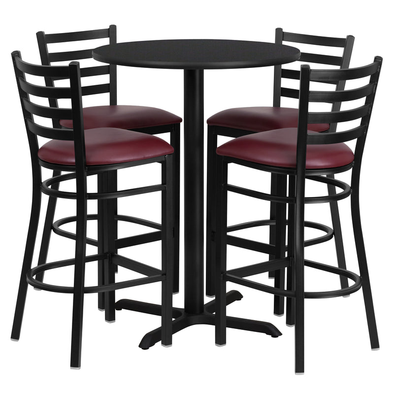 30RD BK Bar Table-BG VYL Seat