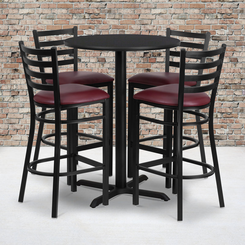 30RD BK Bar Table-BG VYL Seat