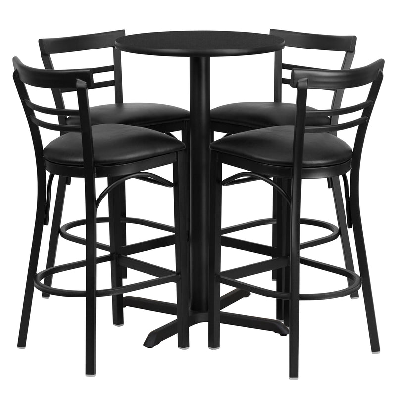 24RD BK Bar Table-BK VYL Seat