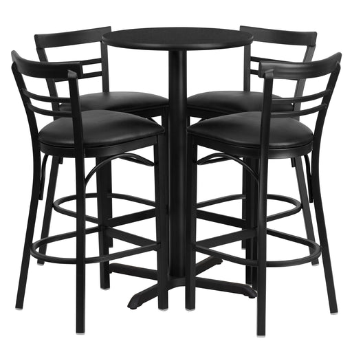 24RD BK Bar Table-BK VYL Seat