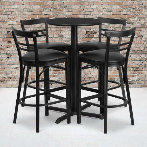 24RD BK Bar Table-BK VYL Seat