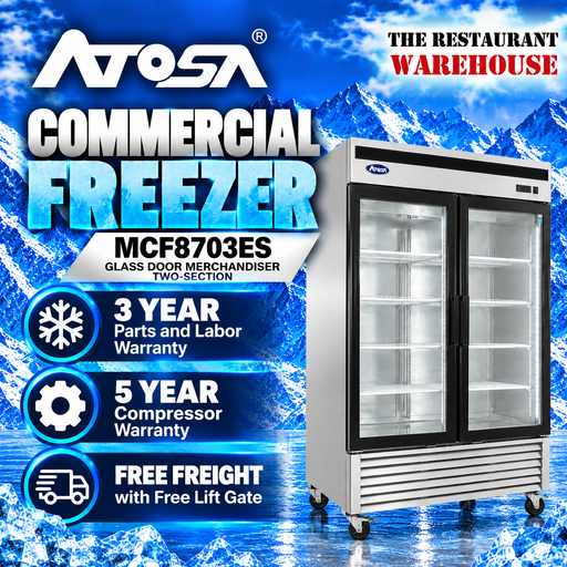 Atosa USA MCF8703 55-Inch Glass Two Door Merchandiser Upright Freezer