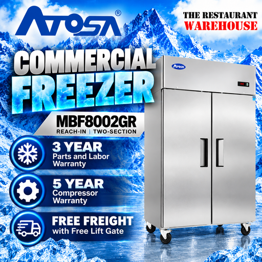 Atosa USA MBF8002 52-Inch Two Door Upright Freezer - Energy Star Rated