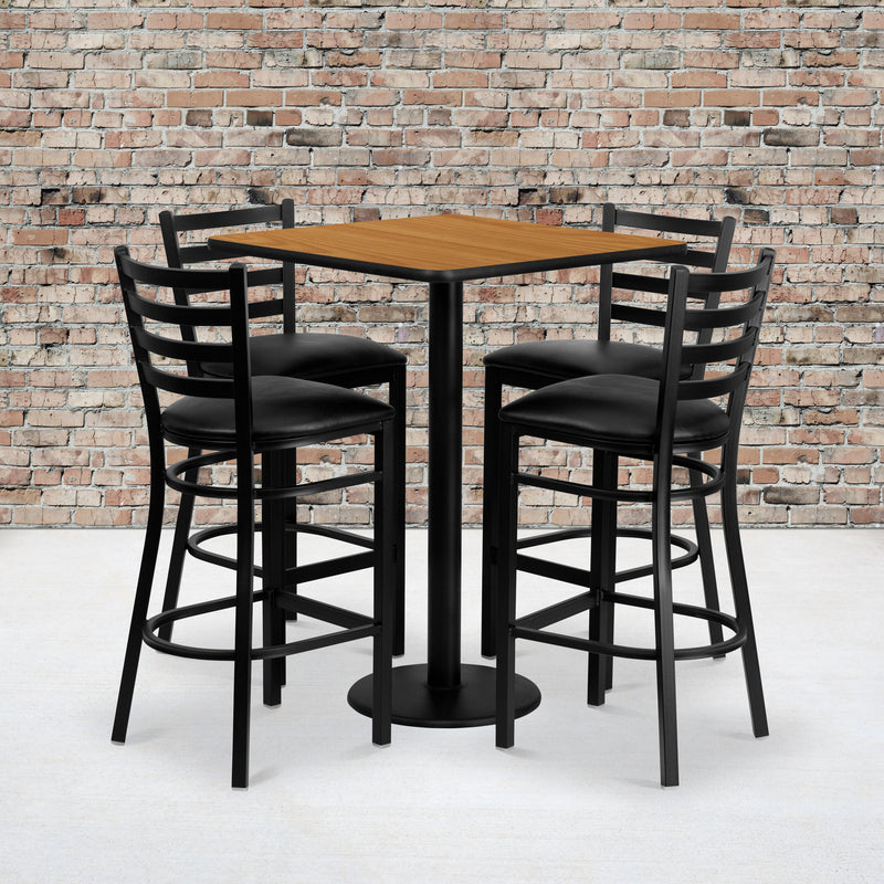 30SQ NA Bar Table-BK VYL Seat