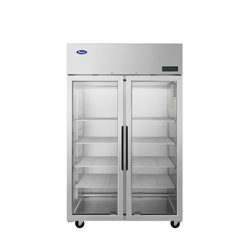 Atosa PLUS-R2-GS-S-PT 52" 2-Section Glass Door Pass-Thru Refrigerator